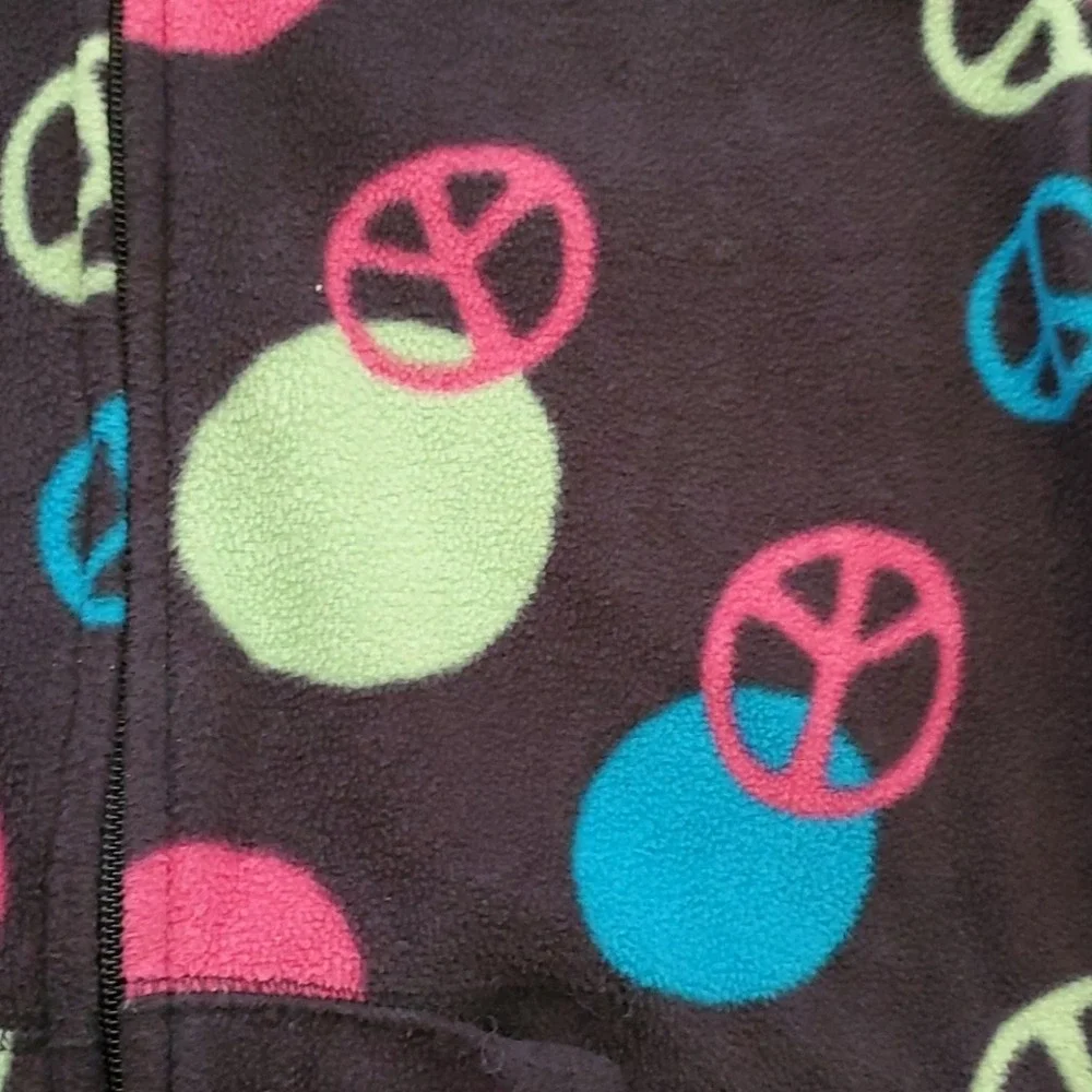 Old Navy‎ Girls Size 14 Lightweight Peace Sign Polka Dot Black Jacket